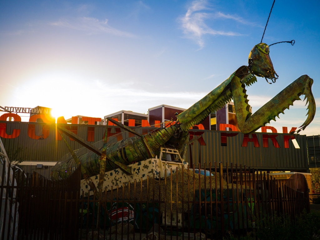 Praying-mantis at the Container Park - Downtown Las Vegas (Night) 
