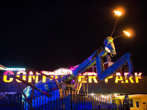 Praying-mantis at the Container Park - Downtown Las Vegas (Night)