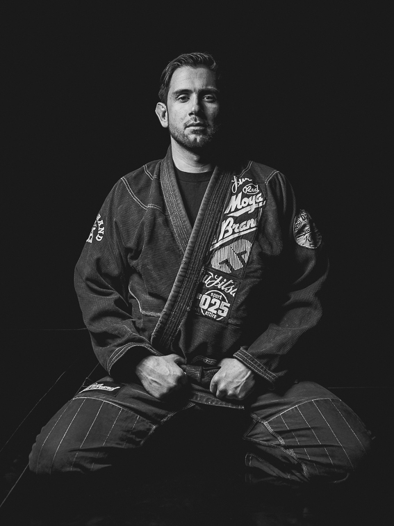 An editorial portrait of Brazilian Jiu-Jitsu Blackbelt Rodrigo Gutierrez