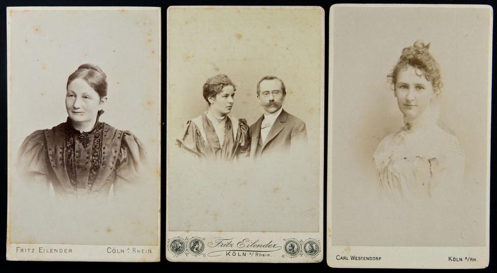 Trio of German cartes de visite with date blindstamps, 1897, 1898 & 1900