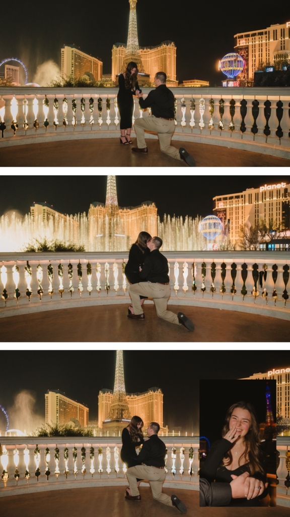 Surprise Proposal Bellagio Fountains Las Vegas